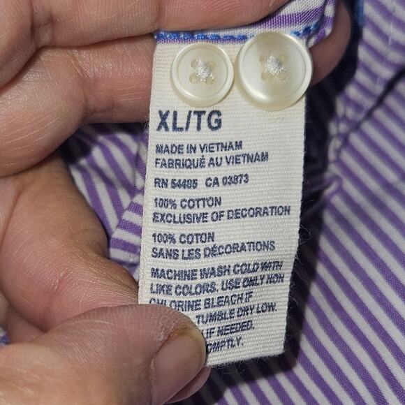 American Eagle Mens Shirt Sz XL Athletic Fit Lavender Striped Long Sleeve Career - Picture 13 of 13